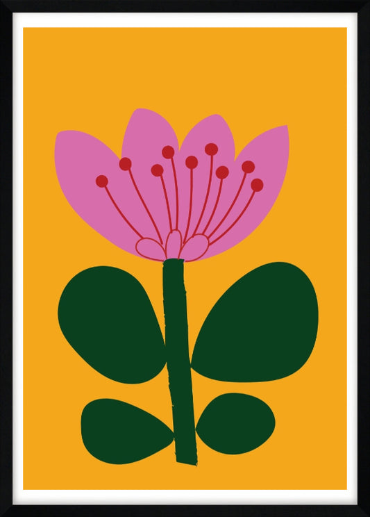 Floral Wall Art Print – Stylised Pink Botanical Artwork