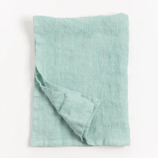 light blue hand woven stonewashed linen tea towel