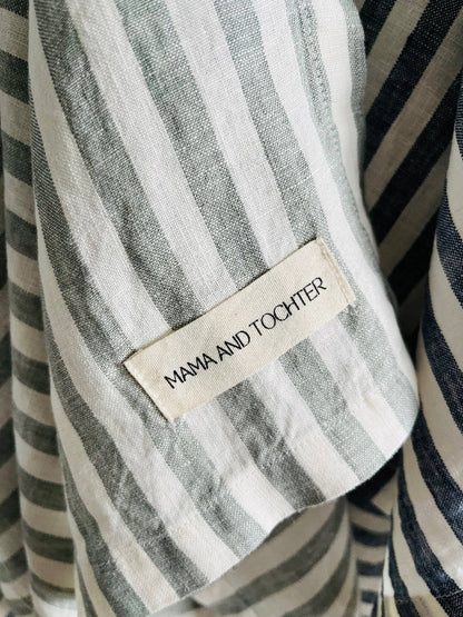 striped sage pure linen tea towel