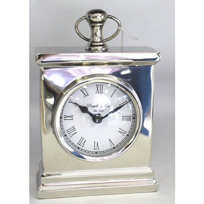 110cw 1 silver mantle clock white face 2