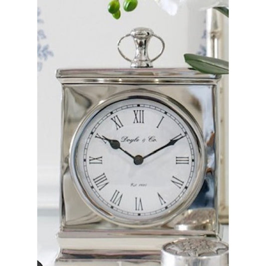 110cw 1 silver mantle clock white face