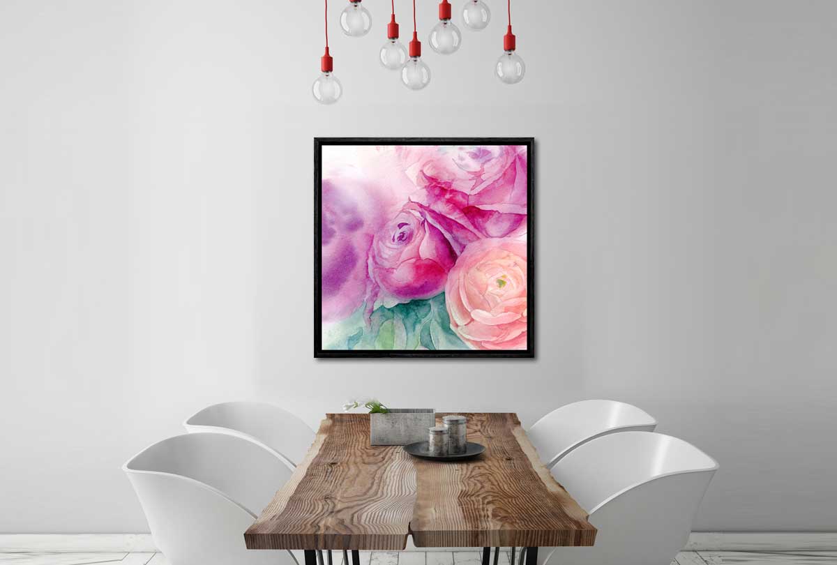 Purple & Pink Roses Watercolour | Canvas Wall Art Print - Final Touch Decor