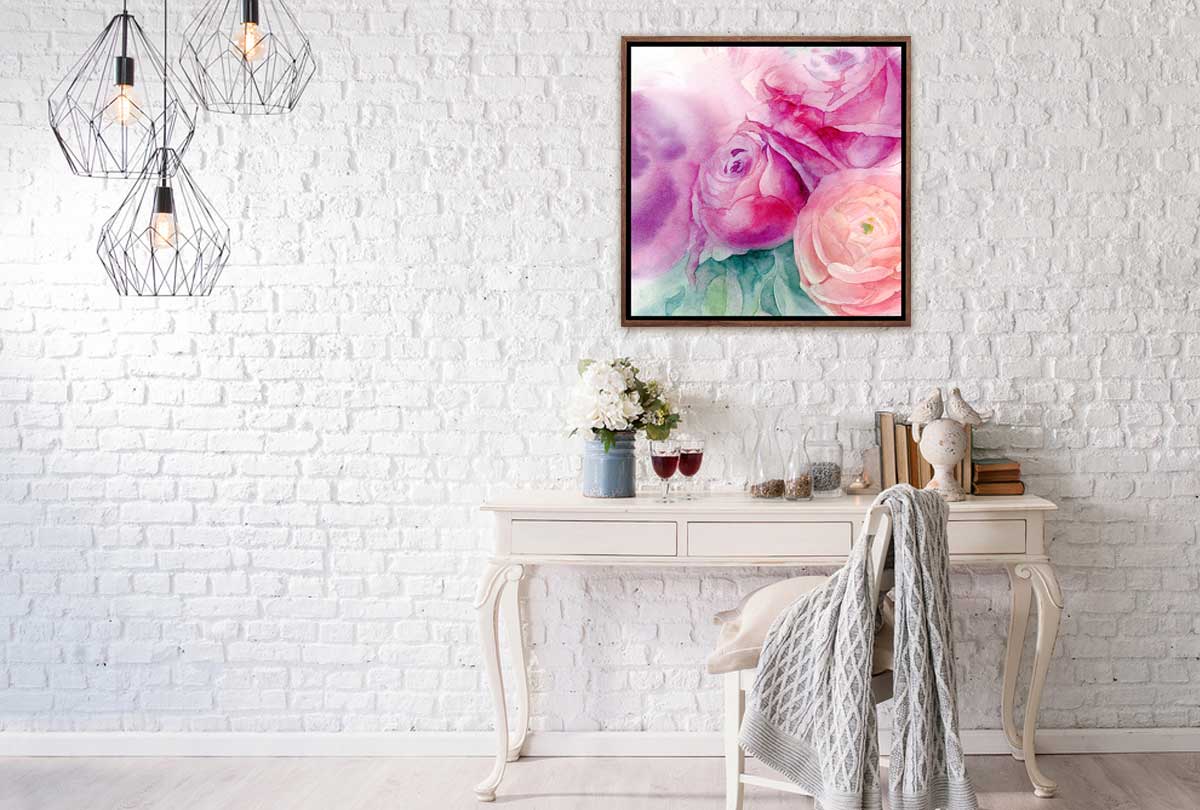 Purple & Pink Roses Watercolour | Canvas Wall Art Print - Final Touch Decor