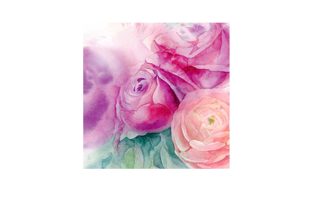 Purple & Pink Roses Watercolour | Canvas Wall Art Print - Final Touch Decor