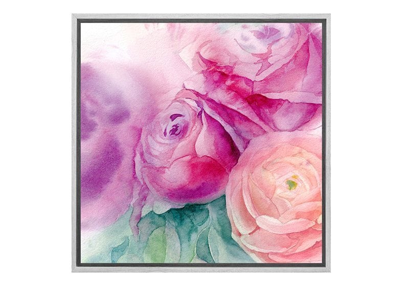 Purple & Pink Roses Watercolour | Canvas Wall Art Print - Final Touch Decor