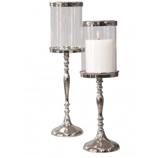 148k hammered candlestick glass rimmed 36 42cm set