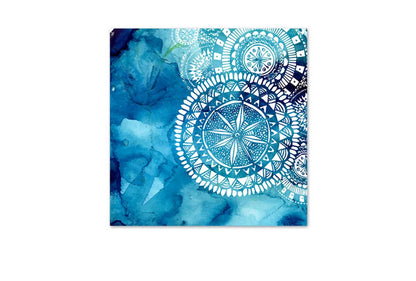 Watercolour Blue Tribal Pattern | Canvas Wall Art Print - Final Touch Decor