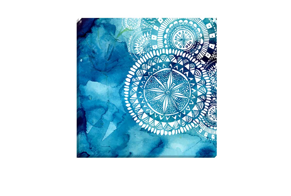 Watercolour Blue Tribal Pattern | Canvas Wall Art Print - Final Touch Decor