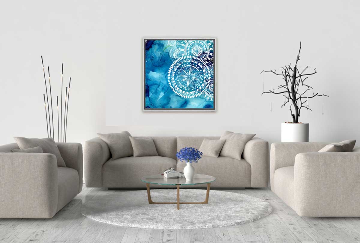 Watercolour Blue Tribal Pattern | Canvas Wall Art Print - Final Touch Decor