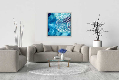 Watercolour Blue Tribal Pattern | Canvas Wall Art Print - Final Touch Decor