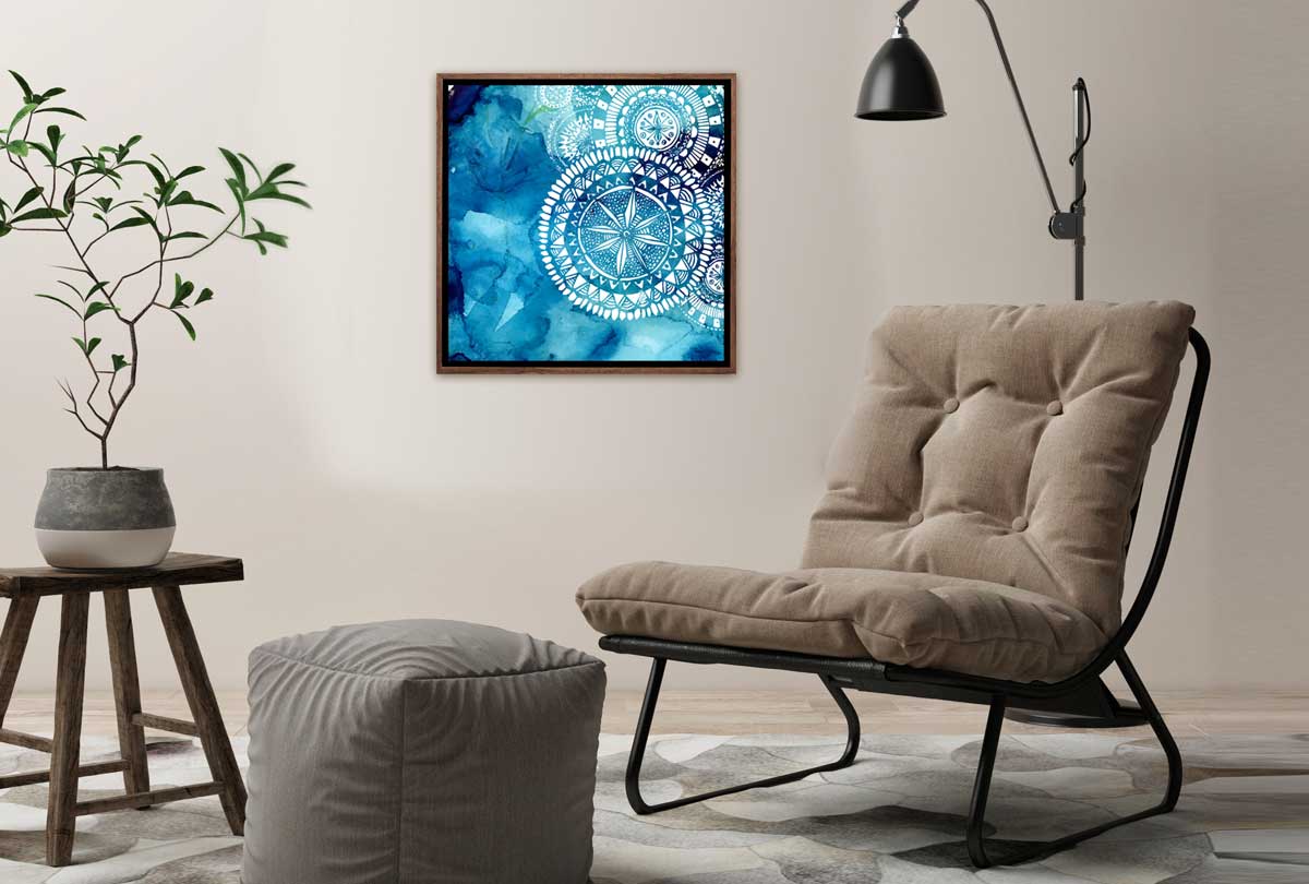 Watercolour Blue Tribal Pattern | Canvas Wall Art Print - Final Touch Decor