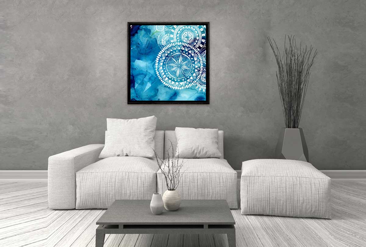 Watercolour Blue Tribal Pattern | Canvas Wall Art Print - Final Touch Decor