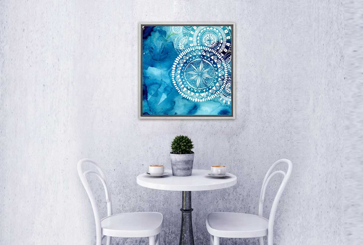 Watercolour Blue Tribal Pattern | Canvas Wall Art Print - Final Touch Decor