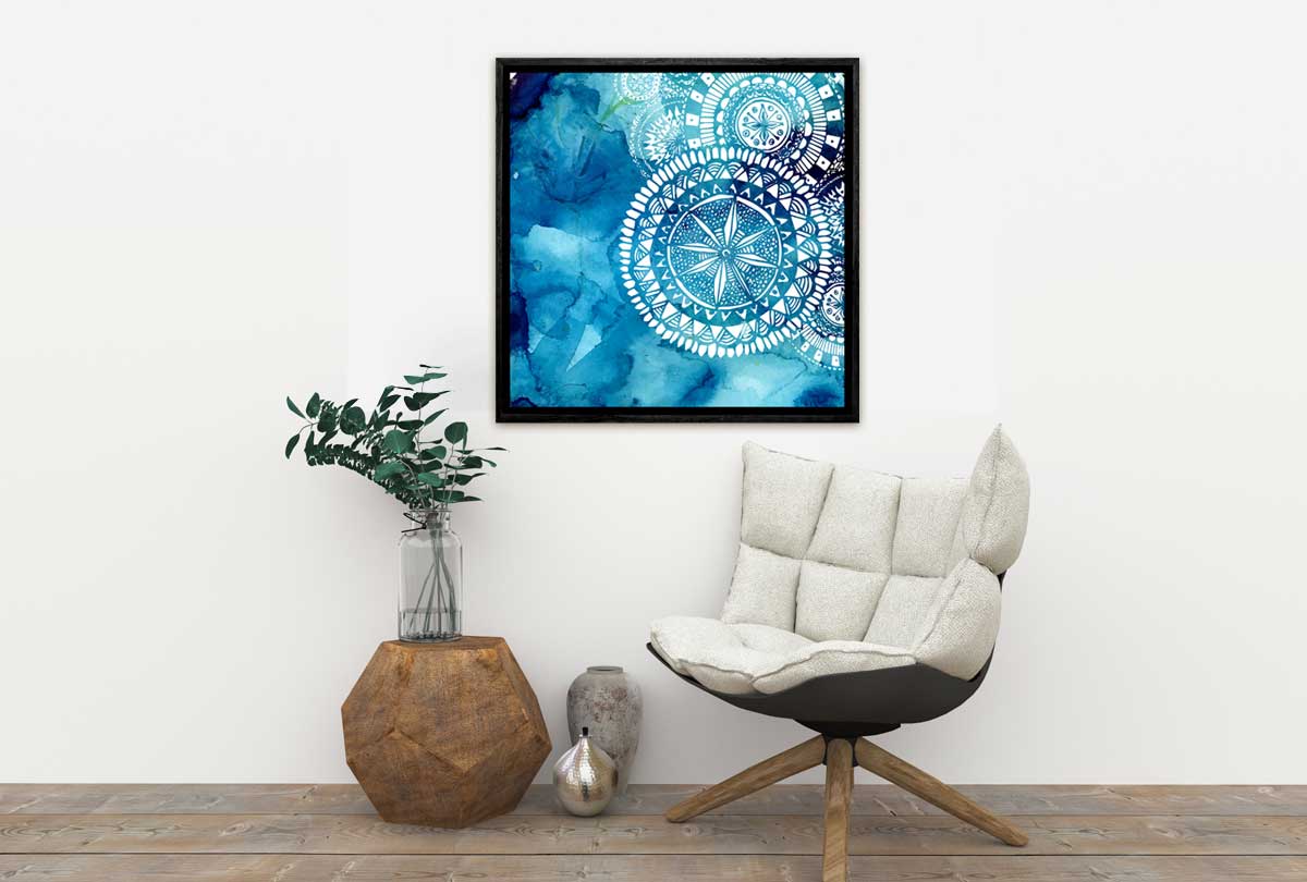 Watercolour Blue Tribal Pattern | Canvas Wall Art Print - Final Touch Decor