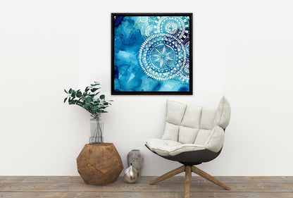 Watercolour Blue Tribal Pattern | Canvas Wall Art Print - Final Touch Decor