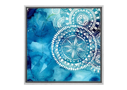 Watercolour Blue Tribal Pattern | Canvas Wall Art Print - Final Touch Decor