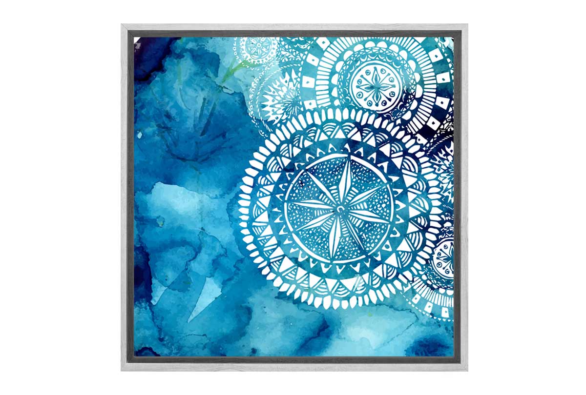 Watercolour Blue Tribal Pattern | Canvas Wall Art Print - Final Touch Decor