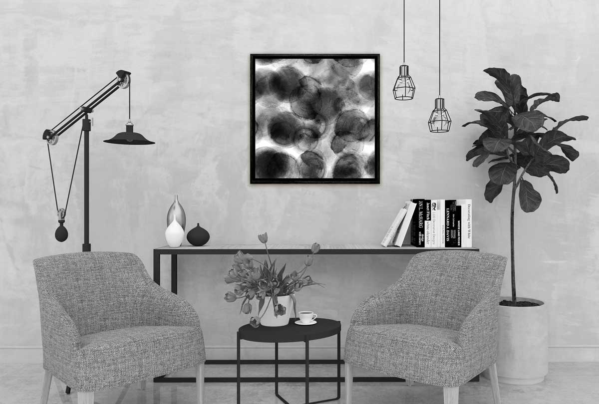 Black Watercolor Dots | Canvas Wall Art Print - Final Touch Decor