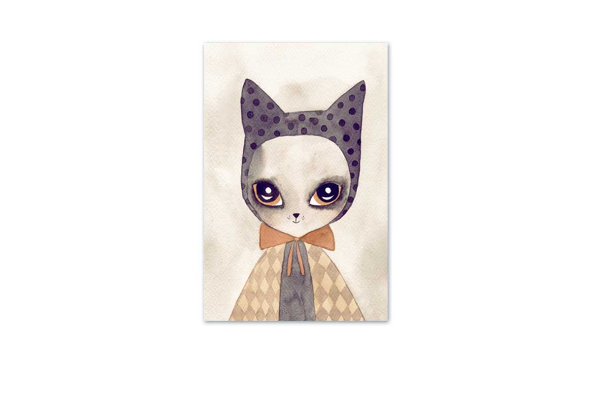 Cat in Cape Watercolour | Canvas Wall Art Print - Final Touch Decor