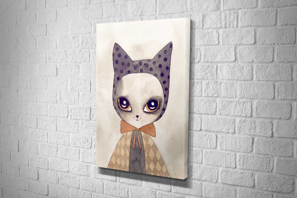 Cat in Cape Watercolour | Canvas Wall Art Print - Final Touch Decor