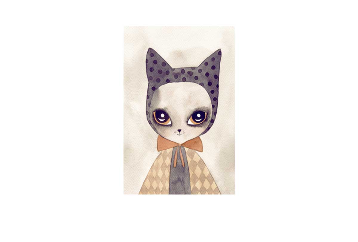 Cat in Cape Watercolour | Canvas Wall Art Print - Final Touch Decor