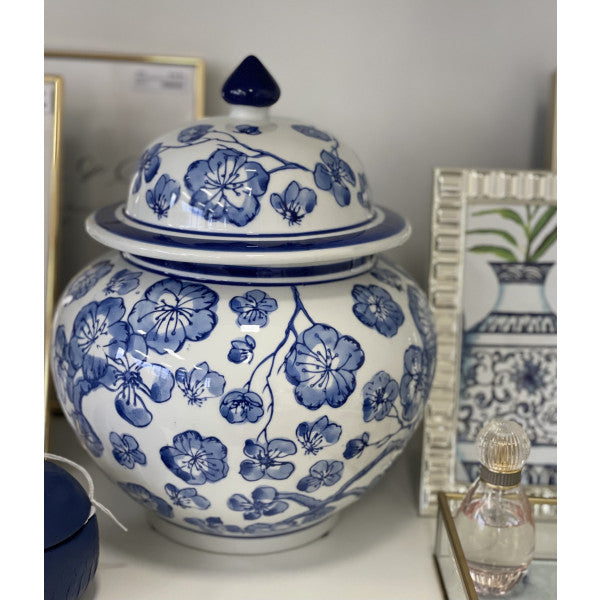212T blue and white floral jar 28cm