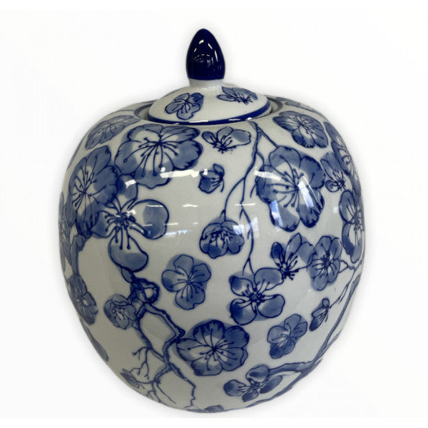 212q blue and white floral pumpkin jar 21cm