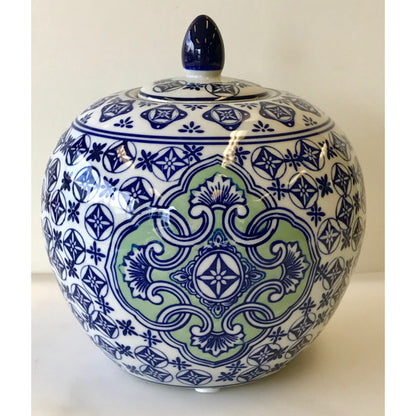 213m blue green pumpkin jar 9 inch 2
