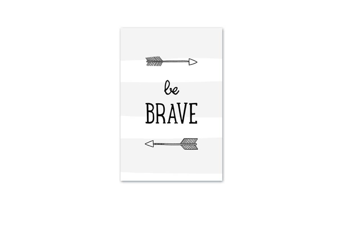 Be Brave Grey Stripe | Scandinavian Kid's Wall Art Print - Final Touch Decor