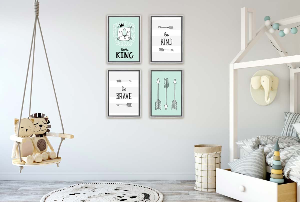 Be Brave Grey Stripe | Scandinavian Kid's Wall Art Print - Final Touch Decor