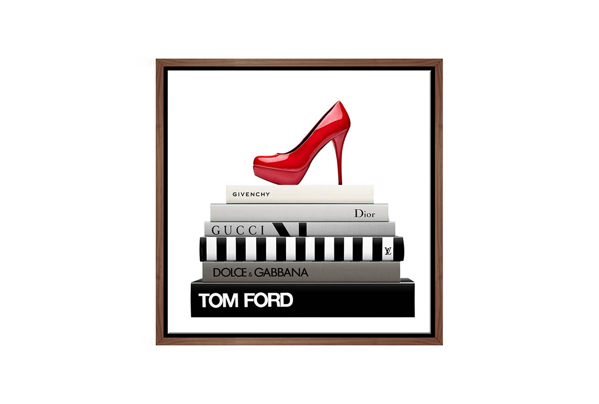 Fashion Books Red Stiletto | Fashion Canvas Wall Art Print - Final Touch Decor