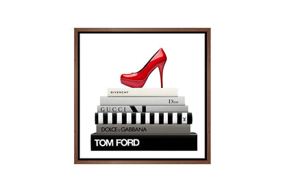 Fashion Books Red Stiletto | Fashion Canvas Wall Art Print - Final Touch Decor