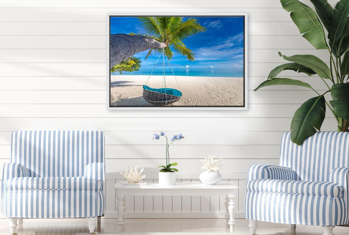 Tropical Palm Swing | Beach Wall Art Print - Final Touch Decor