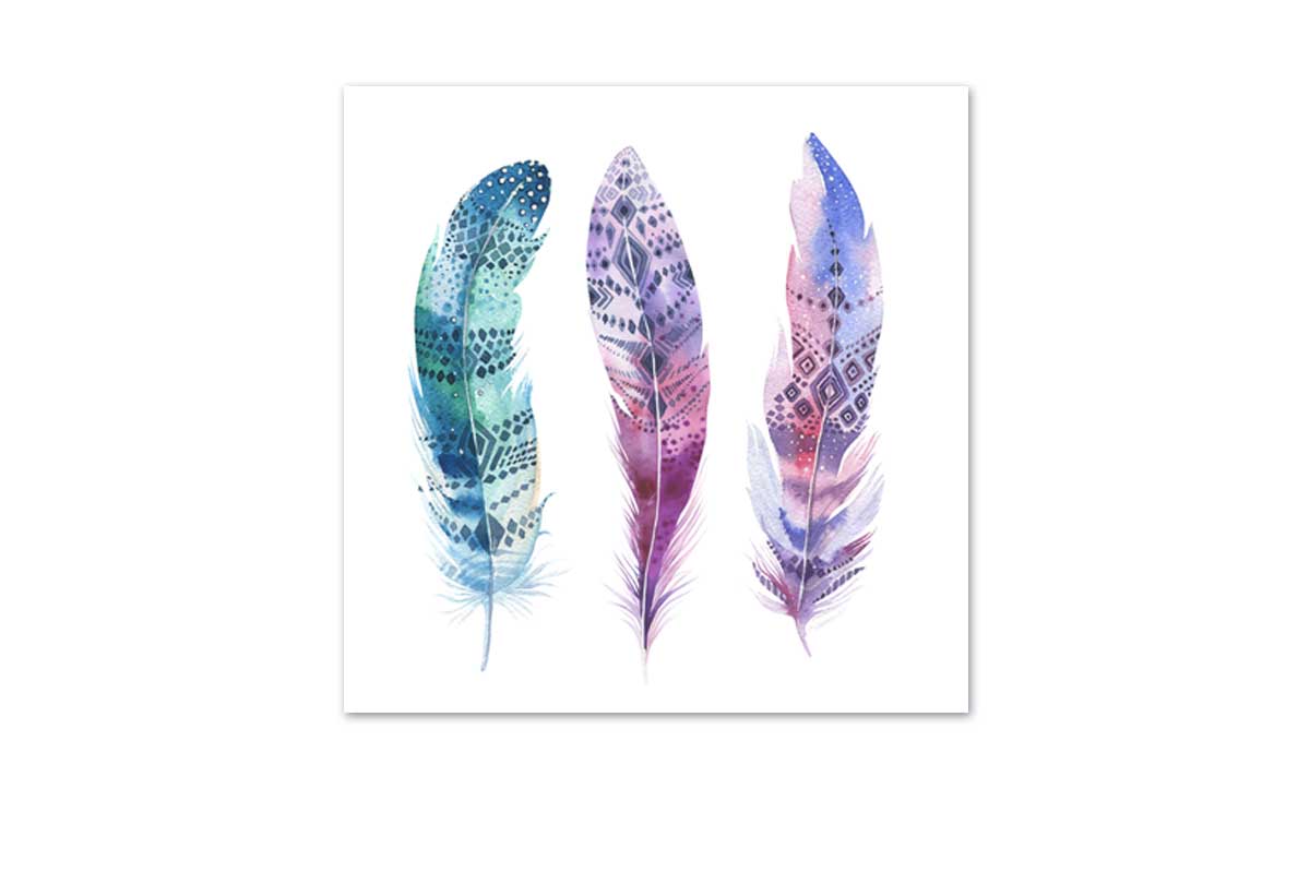 Blue Pink Watercolour Feathers | Canvas Wall Art Print - Final Touch Decor