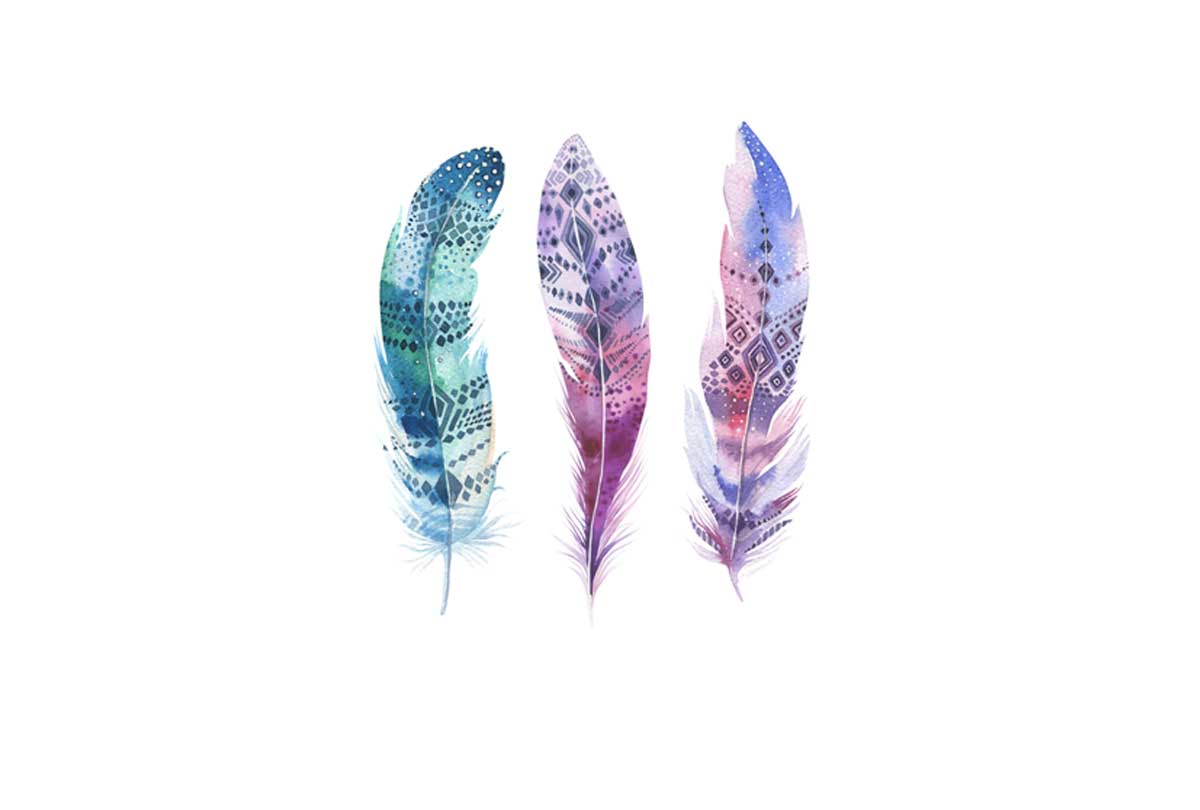 Blue Pink Watercolour Feathers | Canvas Wall Art Print - Final Touch Decor