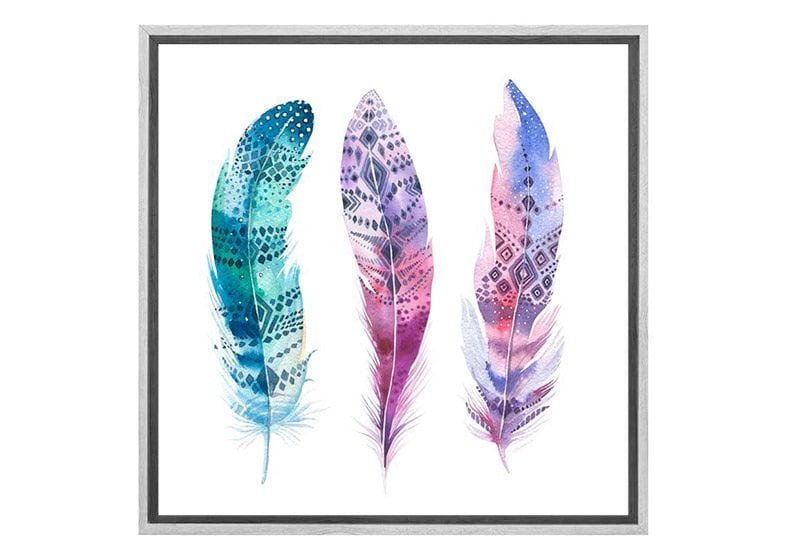 Blue Pink Watercolour Feathers | Canvas Wall Art Print - Final Touch Decor