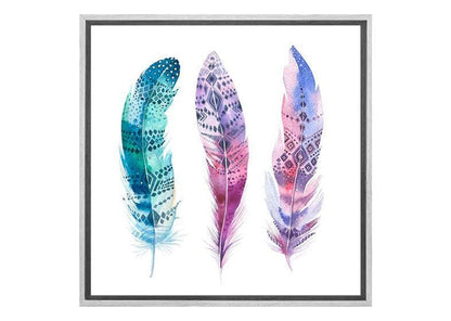 Blue Pink Watercolour Feathers | Canvas Wall Art Print - Final Touch Decor