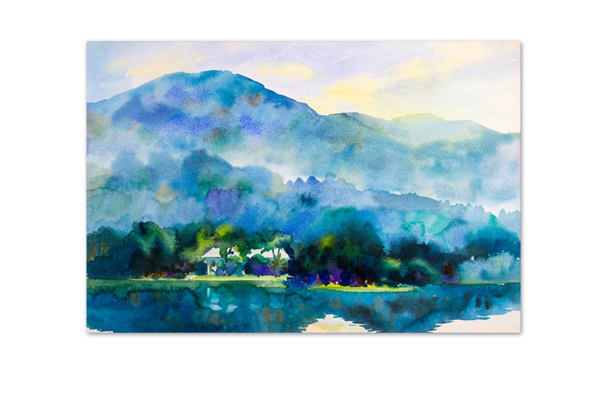 Lake & Mountain Abstract Landscape | Canvas Wall Art Print - Final Touch Decor