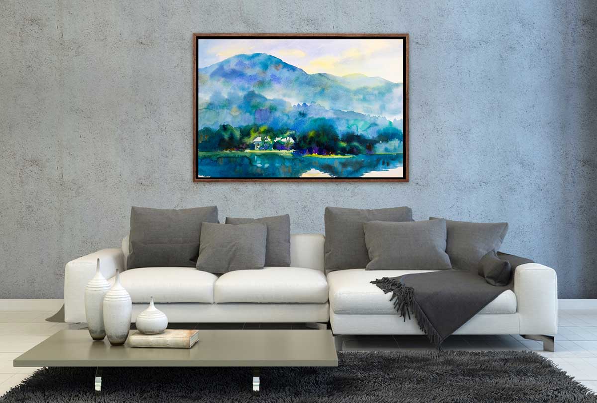 Lake & Mountain Abstract Landscape | Canvas Wall Art Print - Final Touch Decor