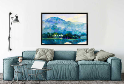 Lake & Mountain Abstract Landscape | Canvas Wall Art Print - Final Touch Decor