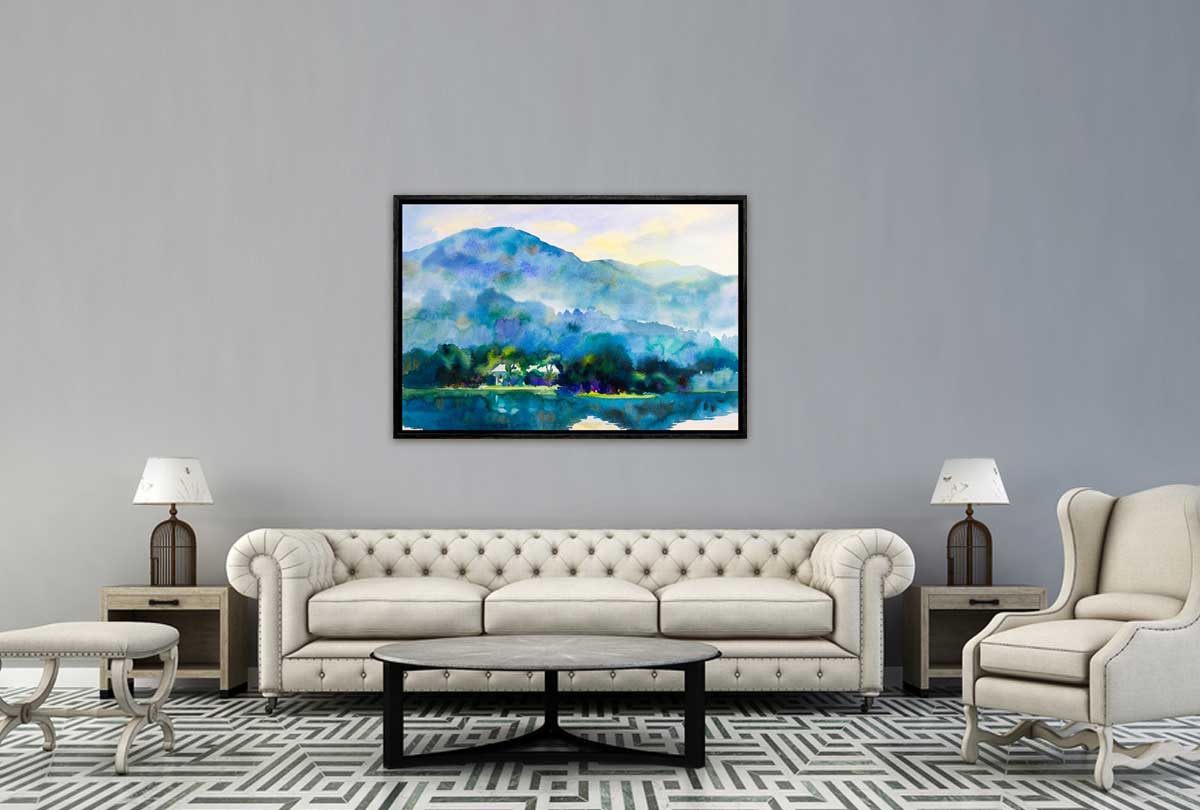 Lake & Mountain Abstract Landscape | Canvas Wall Art Print - Final Touch Decor