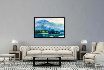 Lake & Mountain Abstract Landscape | Canvas Wall Art Print - Final Touch Decor