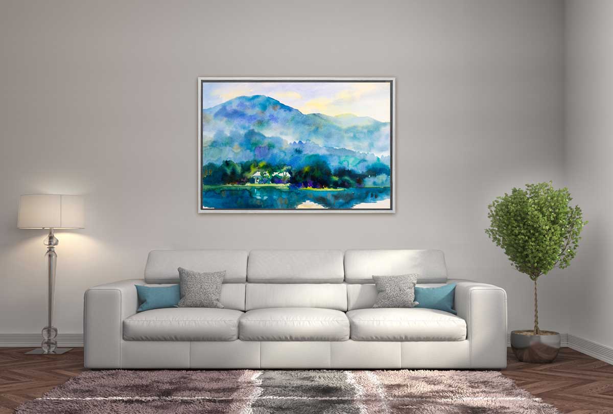 Lake & Mountain Abstract Landscape | Canvas Wall Art Print - Final Touch Decor