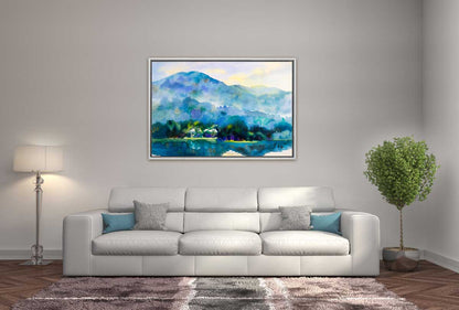 Lake & Mountain Abstract Landscape | Canvas Wall Art Print - Final Touch Decor