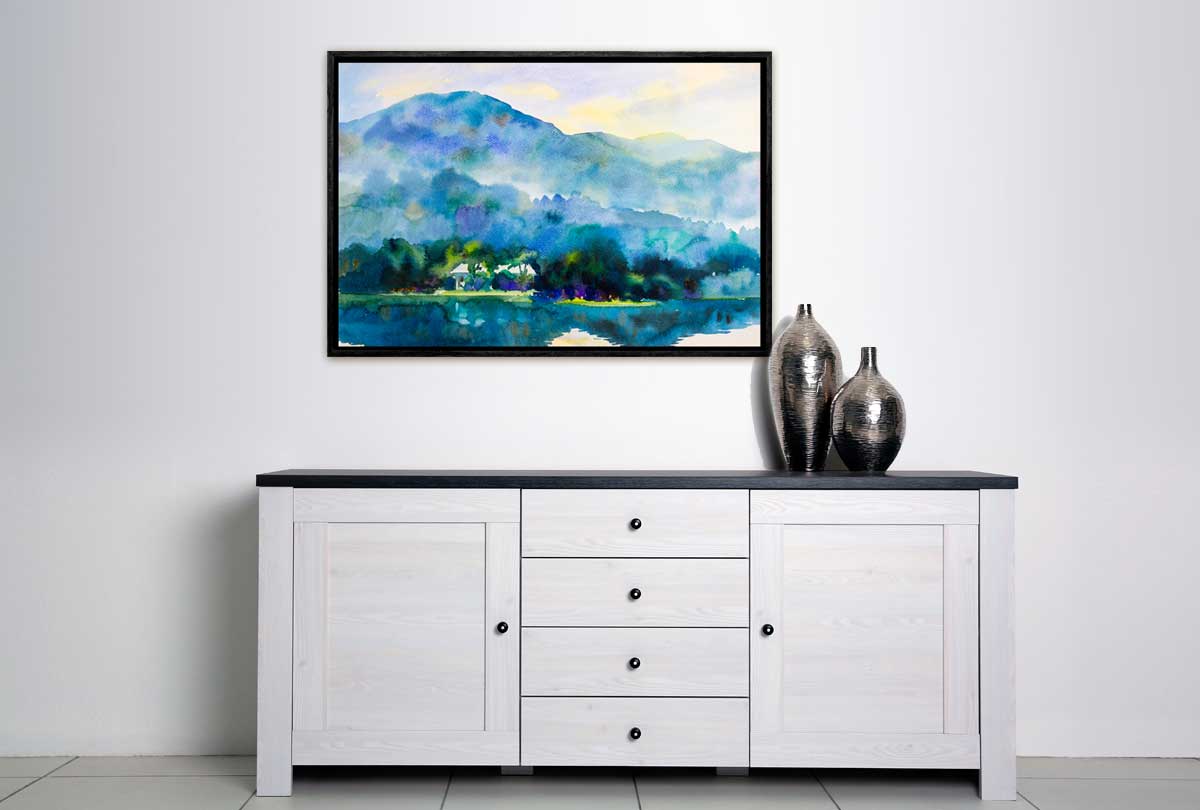 Lake & Mountain Abstract Landscape | Canvas Wall Art Print - Final Touch Decor