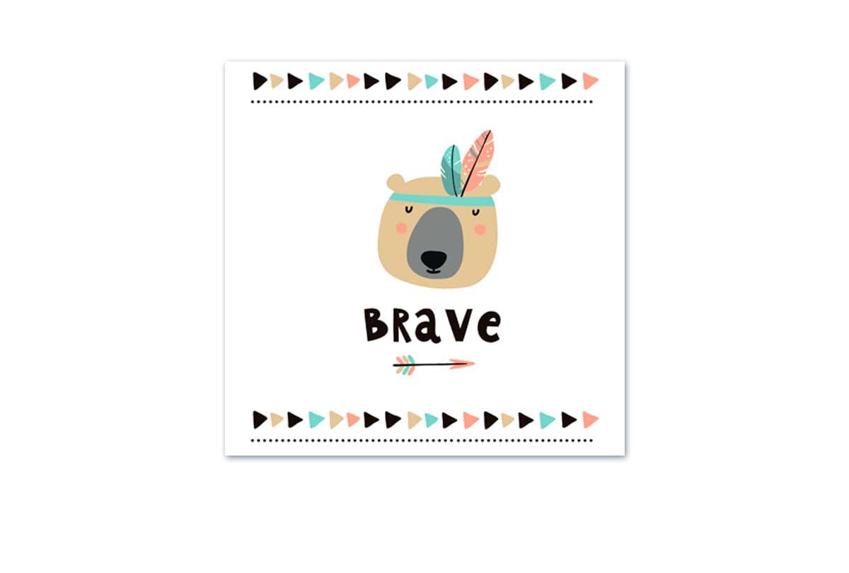 Brave Bear Boho | Kids Canvas Wall Art Print - Final Touch Decor