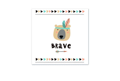 Brave Bear Boho | Kids Canvas Wall Art Print - Final Touch Decor