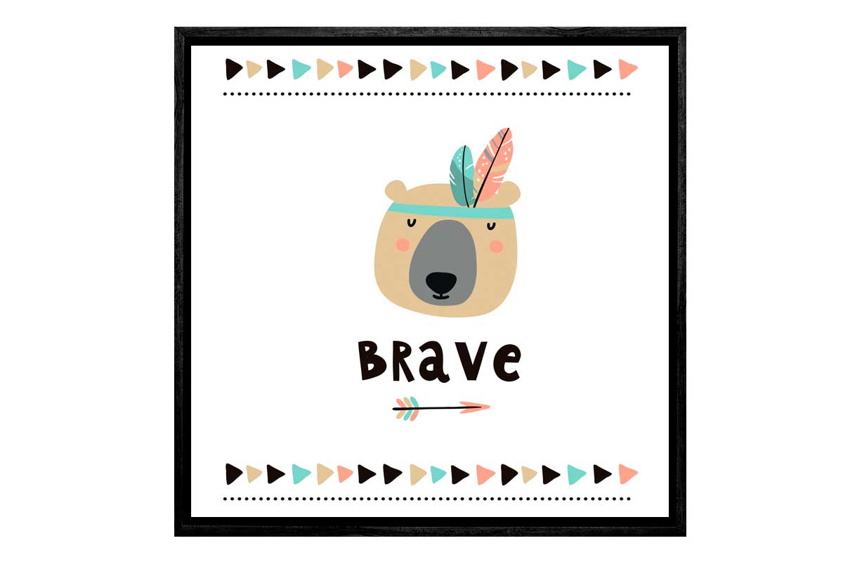 Brave Bear Boho | Kids Canvas Wall Art Print - Final Touch Decor