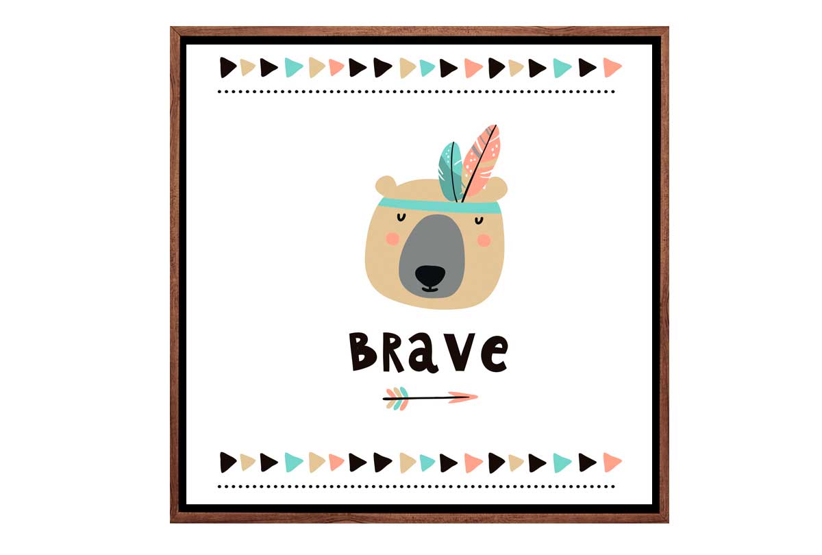 Brave Bear Boho | Kids Canvas Wall Art Print - Final Touch Decor