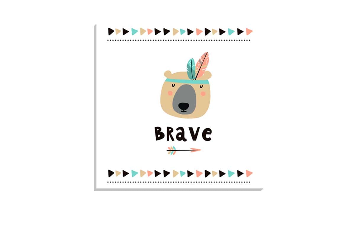 Brave Bear Boho | Kids Canvas Wall Art Print - Final Touch Decor